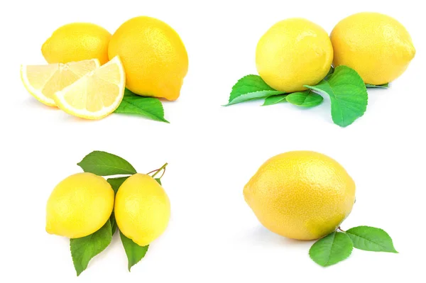 Raccolta di limoni isolati su fondo bianco ritaglio — Foto Stock