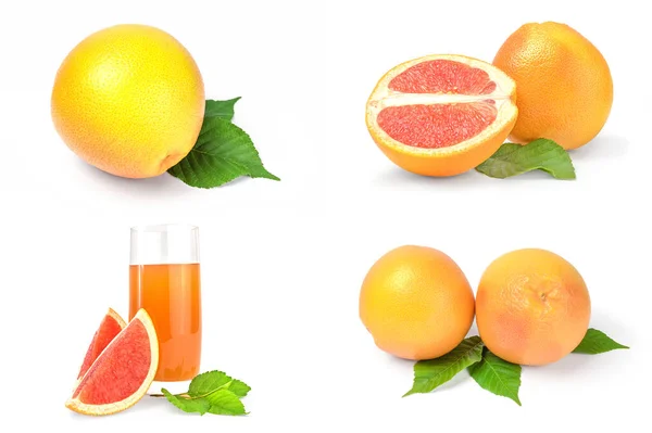 Set aus Grapefruit isoliert auf weißem Hintergrund mit Schnittpfad — Stockfoto