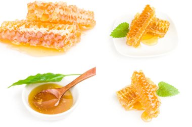 Beyaz arkaplan üzerinde bal koleksiyonu