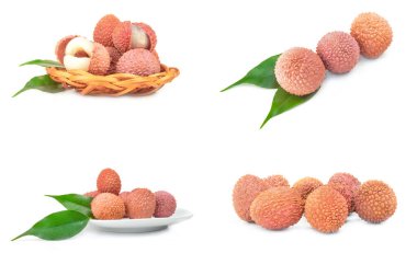 Lychee grubu beyaz arkaplan üzerinde izole edildi