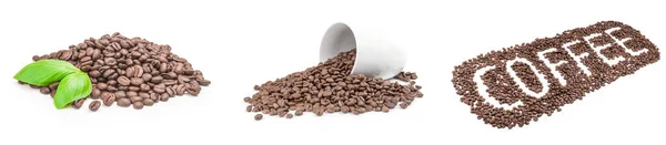 Group of brown coffee beans on white — Stock Photo, Image