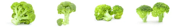 Σετ φρέσκου πράσινου μπρόκολου σε λευκό φόντο — Φωτογραφία Αρχείου
