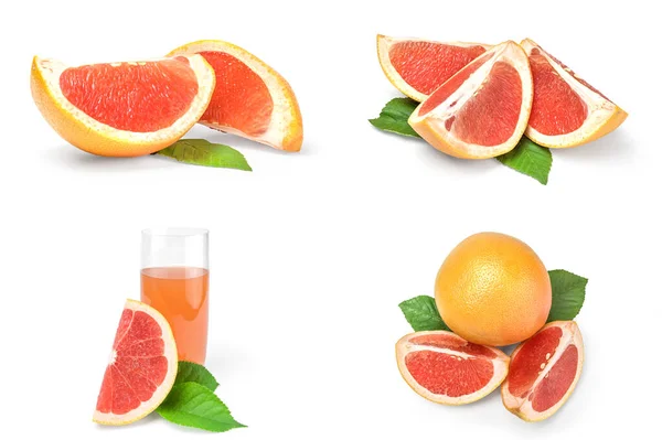 Collage aus Grapefruit auf weißem Hintergrund — Stockfoto