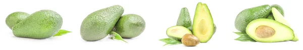 Groep van verse avocado 's geïsoleerd op een witte achtergrond cutout — Stockfoto