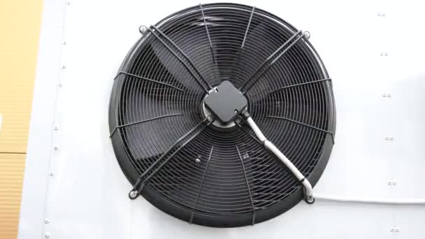 Black industrial fan rotates on a white background — Stock Footage Black industrial fan rotates on a white background Stock Footage