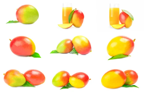 Set van mango rood geïsoleerd op een witte achtergrond cutout — Stockfoto