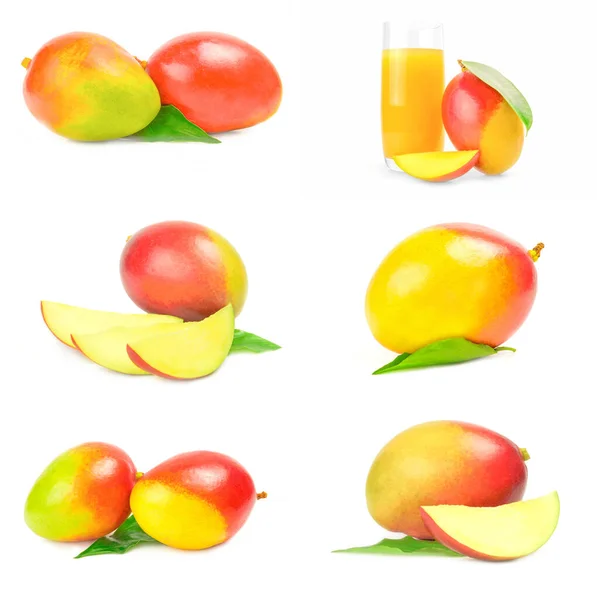Set van rode mango op een witte achtergrond — Stockfoto