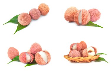 Litschi kolajı kırpma yolu olan beyaz bir arkaplanda izole edildi