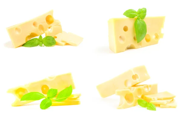 Set di formaggi su sfondo bianco — Foto Stock
