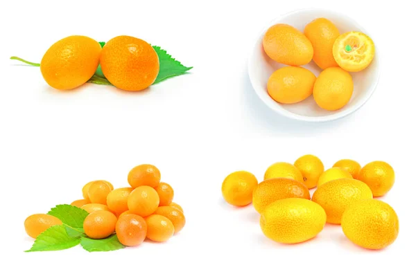 Groep van kumquats geïsoleerd op een witte achtergrond cutout — Stockfoto