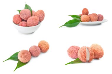 Lychee kolajı beyaz bir kesitte izole edilmiş.