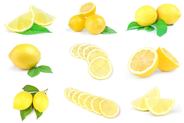 Set lemon diisolasi pada latar belakang putih — Stok Foto
