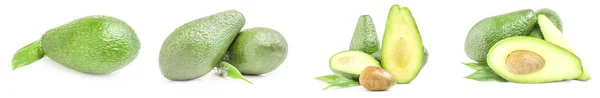 Set van verse avocado 's geïsoleerd op een witte achtergrond cutout — Stockfoto