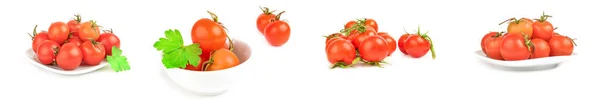 Collage of chery tomatoes isolated on a white background cutout — Stock Photo, Image