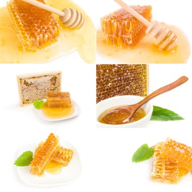 Bal koleksiyonu beyaz arkaplan kesiminde izole edildi