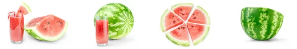 Set Wassermelone isoliert auf weißem Hintergrund — Stockfoto