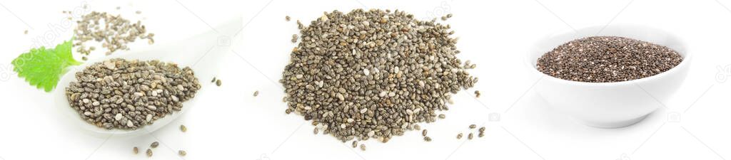 Set of chia seeds isolated on a white background