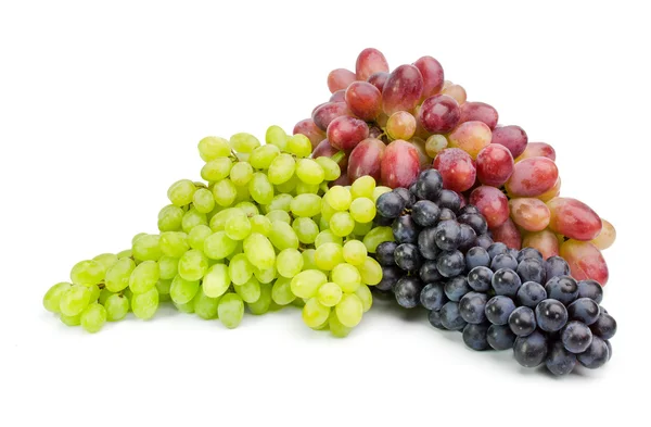 Ripe green and purple grapes isolated on white — Stock Photo, Image