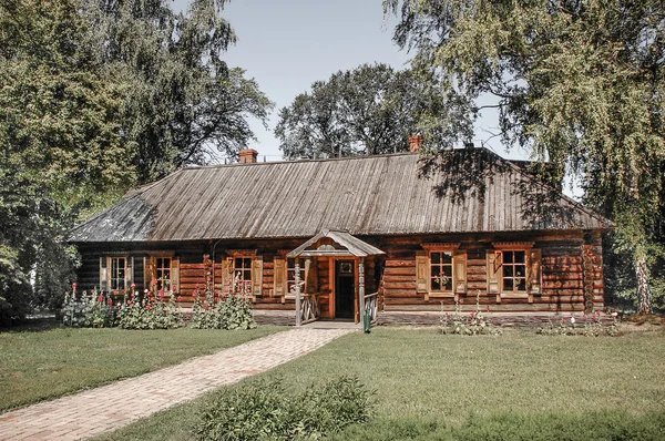 Dřevěný dům v lese — Stock fotografie