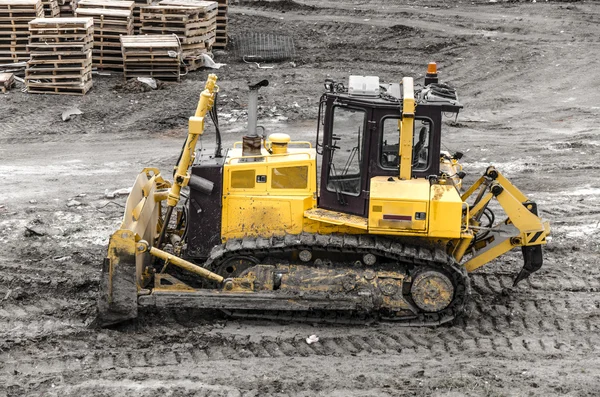 Yellow tractor excavator — Stock Photo, Image
