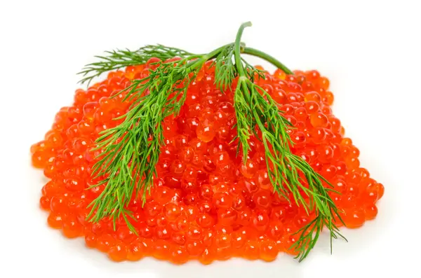 Caviar rojo sobre fondo blanco —  Fotos de Stock