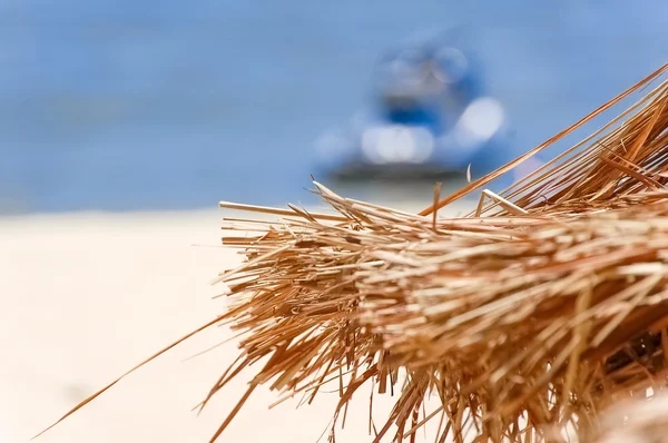 Capannone di paglia sulla spiaggia — Foto Stock