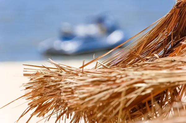 Capannone di paglia sulla spiaggia — Foto Stock