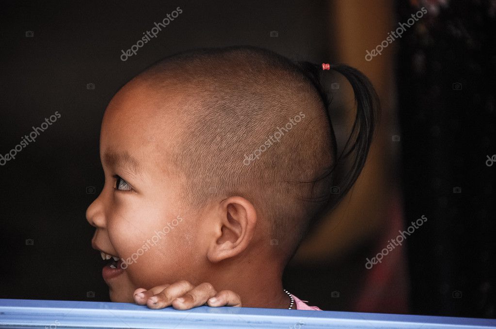 Litle Asian Boy With Traditional Haircut Stock Editorial Photo