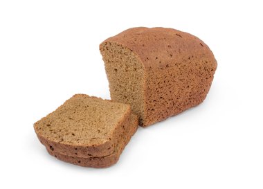 Beyaz arka planda izole edilmiş çavdar ekmeği dilimleri