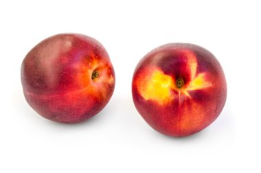 beyaz zemin üzerine taze nektarin