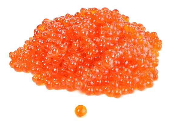 Caviar vermelho em um fundo branco — Fotografia de Stock