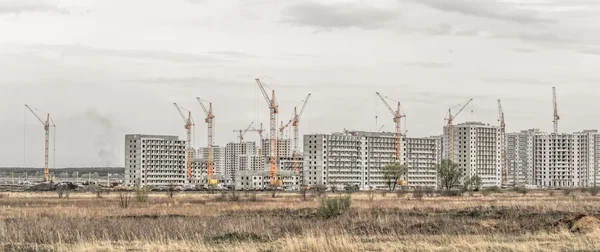 Construction site with crane and building as panorama — Stock Photo, Image