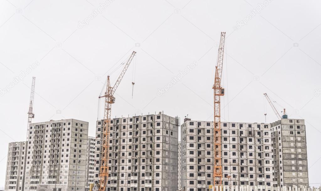 Huge crane and under construction area