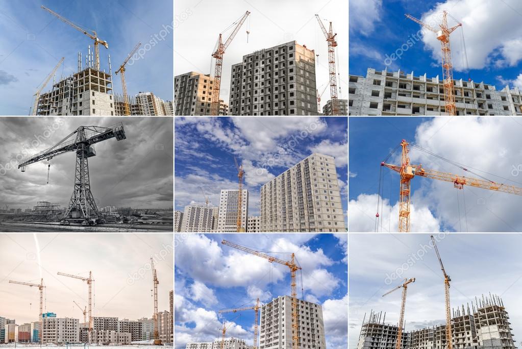 Multistory building and highrise cranes