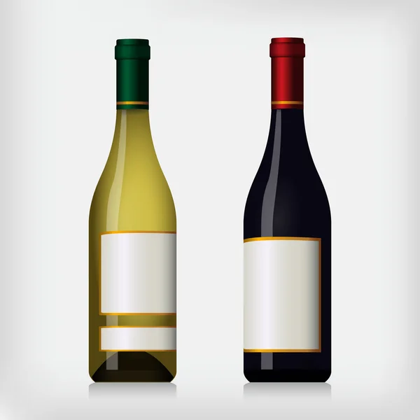 Botellas de vino - vino tinto y blanco Vector de stock