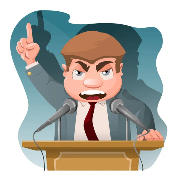 Politician Speak Tribune Cartoon Styled Vector Illustration Elements Grouped Divided — Stock Vector