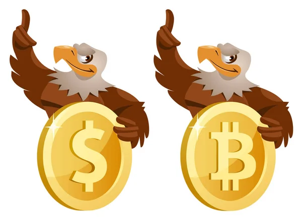 Aquila Calva Americana Con Simbolo Dollaro Altra Aquila Con Simbolo — Vettoriale Stock