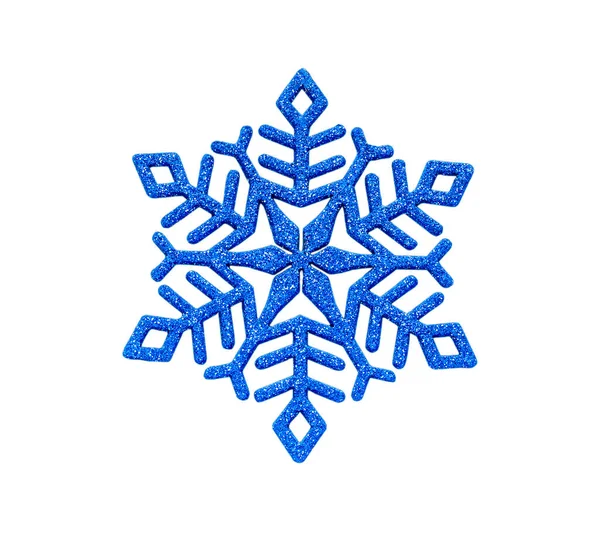 Блакитна Різьблена Сніжинка Білому Тлі — стокове фото