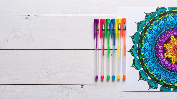 Adult coloring books, new stress relieving trend — Stock Photo, Image