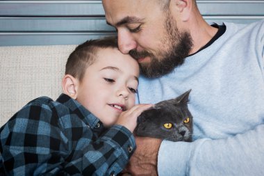 Baba ve oğul portre, babalar günü kavramı, gerçek aile