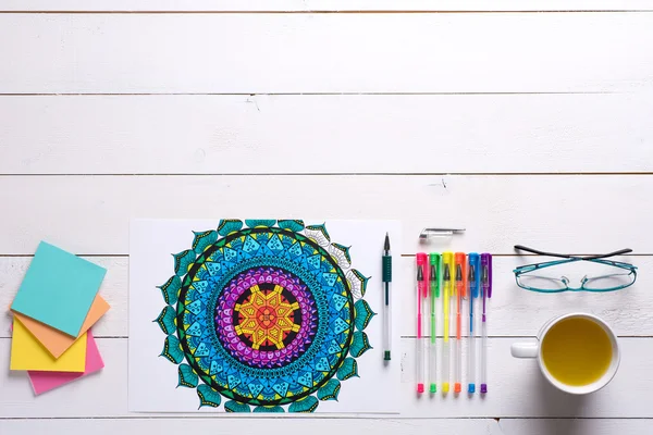 Adult coloring books, new stress relieving trend — Stock Photo, Image