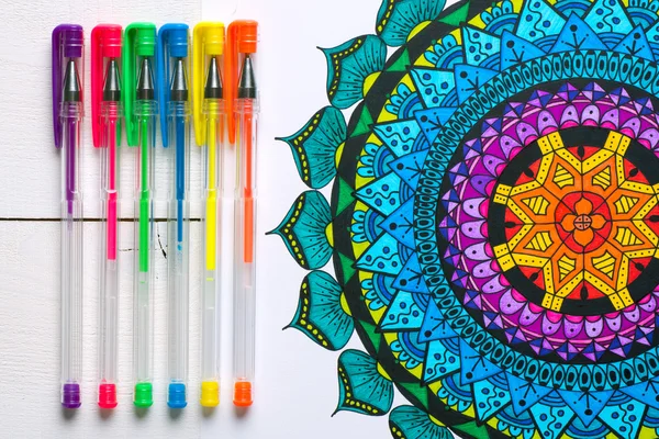 Adult coloring books, new stress relieving trend — Stock Photo, Image