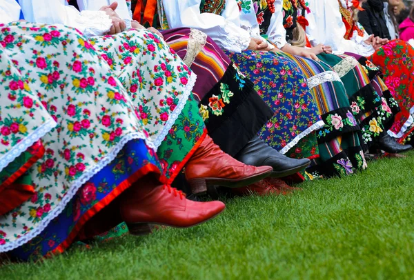 Yatay renkli görüntü geleneksel Lehçe kostümleri — Stok fotoğraf