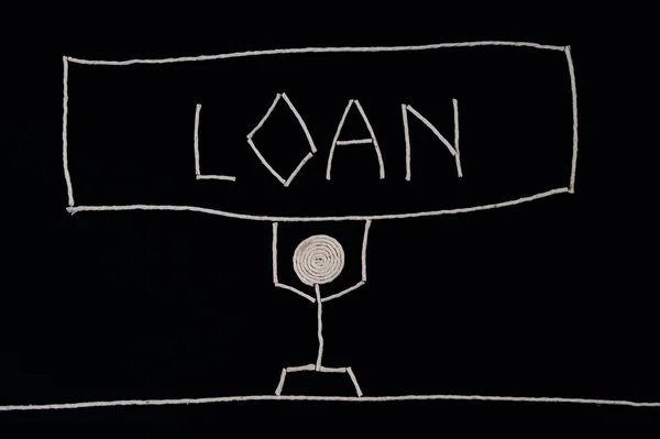 Man die het gewicht van een lening, ongebruikelijke concept — Stockfoto