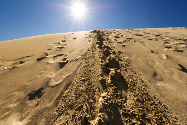 Footprints in sand dunes, Sahara, Morroco — Stock Photo, Image