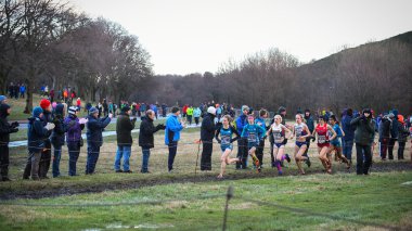 Edinburgh, İskoçya, Birleşik Krallık, 10 Ocak 2015 - büyük Edinburgh çapraz ülke çalıştırmak kötü hava rağmen zevk kamu.