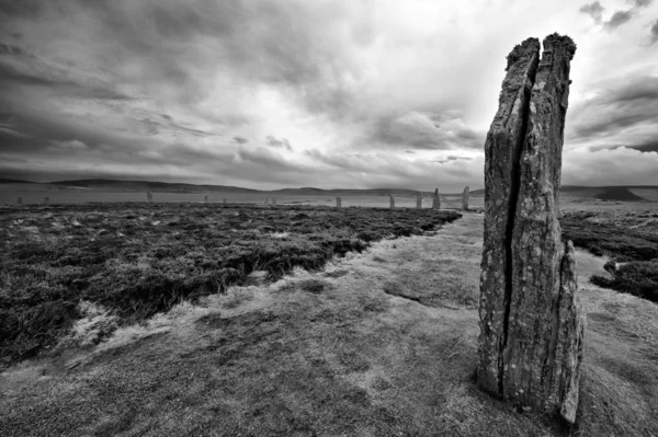 生命-brodgar 海角环-石圈或变化-圈是世界文化遗产，奥克尼群岛苏格兰 — 图库照片