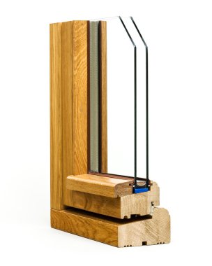 Beyaz arka plan üzerinde izole ahşap pencere örnek