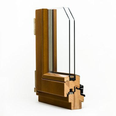 Beyaz arka plan üzerinde izole ahşap pencere örnek