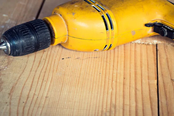 Electric well used power drill, close up with copy space — Stock Photo, Image